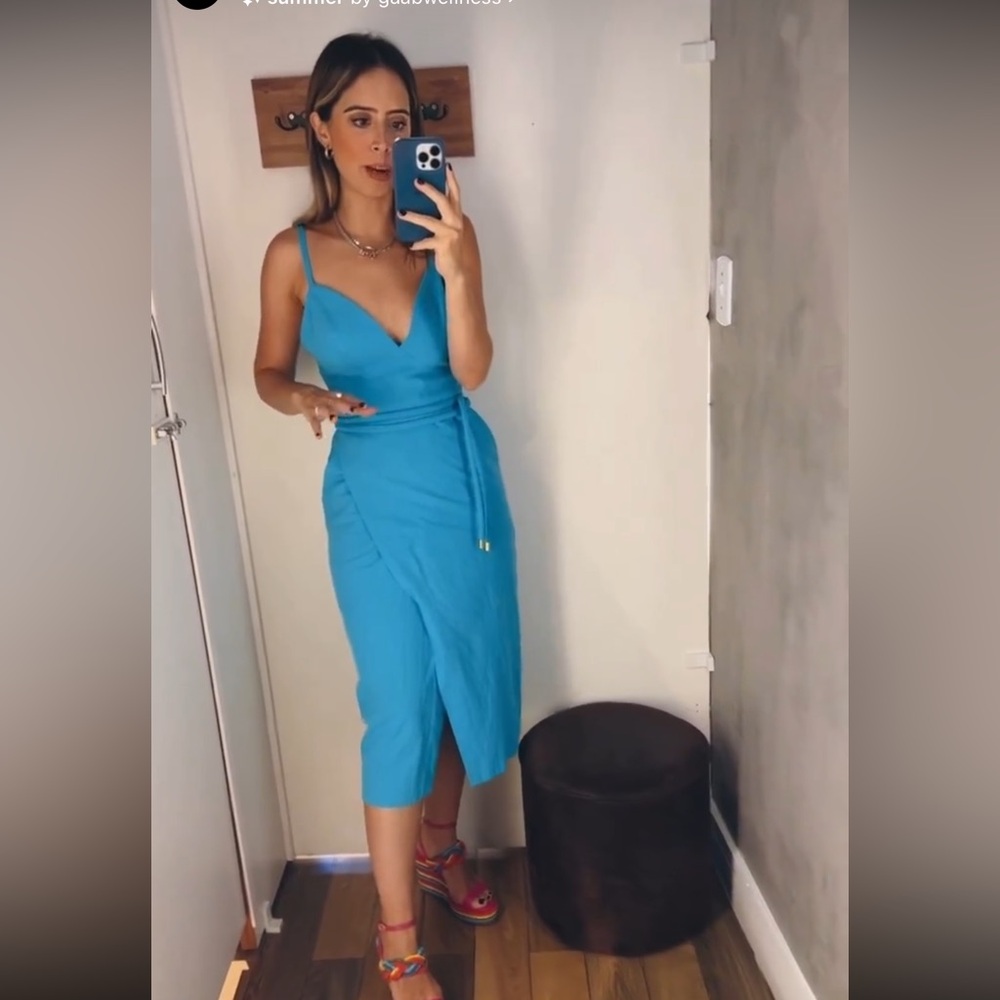 Elegant Blue Wrap Dress